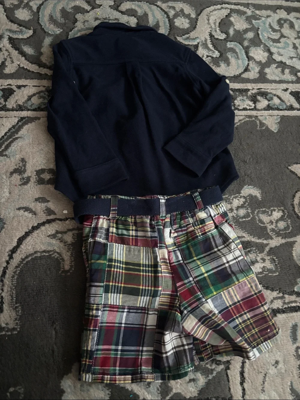 Polo by Ralph Lauren Navy Button-Up with Multi Plaid Shorts